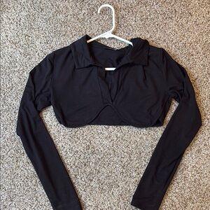 NAKED WARDROBE Black Long Sleeve Crop Top